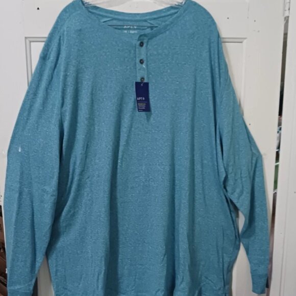 Apt 9 Mens Blue Long Sleeve Shirt Size 3XB Crewneck Shirt Big and Tall - Picture 1 of 5